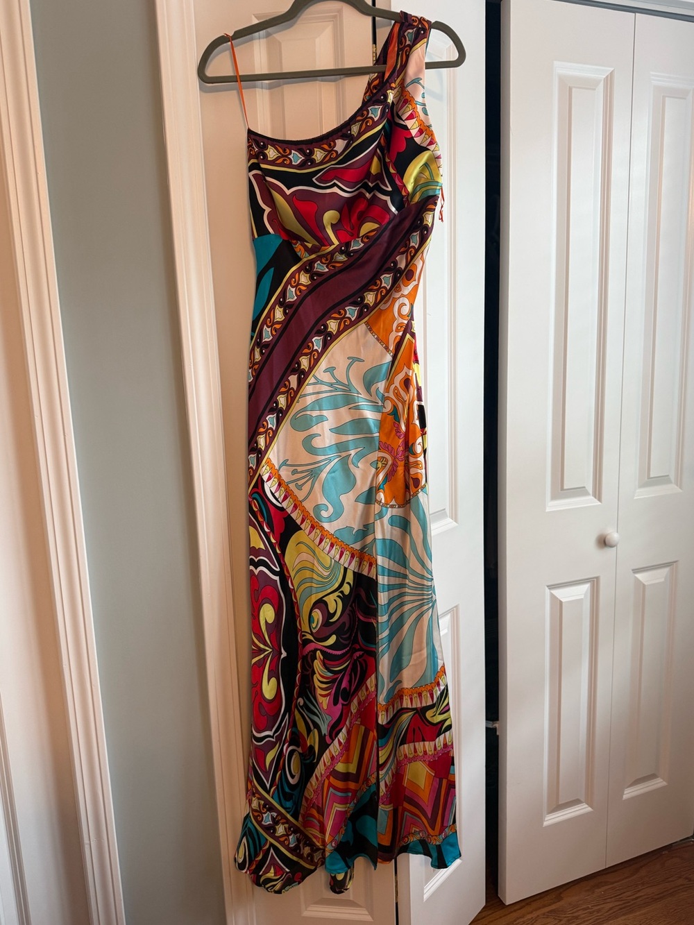 Mary L Couture  vintage couture size 12 Multi-Color One-Shoulder dress